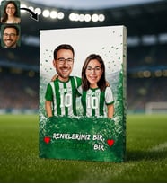 BK Gift Kişiye Özel İsimli Yeşil-Beyaz Sevgili Karikatürlü Kanvas Tablo-1, Ev Hediyesi, Doğum Günü Hediyesi, Taraftar Hediyesi