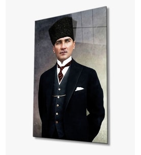 Atatürk 4mm Dayanıklı Cam Tablo Temperli Cam, Ataturk Glass Wall Decor.