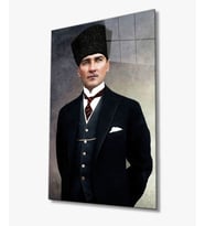 Atatürk 4mm Dayanıklı Cam Tablo Temperli Cam, Ataturk Glass Wall Decor.