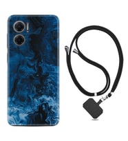 Xiaomi Redmi Note 11E Kılıf Silikon Boyun Askılı İpli Desenli Silikon Blue Zigzag 1687