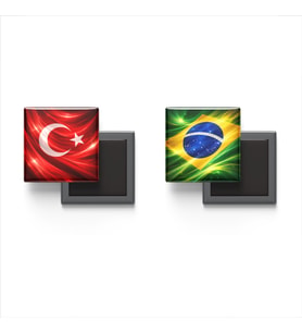 Buzdolap Magnetleri - Brezilya Bayrağı ve Türk Bayrağı - 2'li Set Magneti
