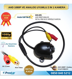Metal Mini Kasa AHD 1080P ve Analog Pal Çevirilebilir Starlight Gece Görüşlü Yön Ayarlanabilir Araç Kamerası