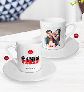 BK Gift Kişiye Özel Babalar Günü Hediyesi Fotoğraflı Türk Kahvesi Fincanı-38 (Beyaz)