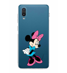 Samsung Galaxy A02  Kamera Korumalı  Kapak Minnie Mouse Tasarımlı  Şeffaf Kılıf