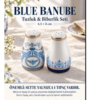 Blue Banube Mavi Desenli Tuzluk ve Biberlik Seti – 4,5 × 8 cm (Tek Tıpaçlı)