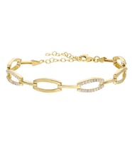 Zirkon Taşlı 6lı Cats Eye Gold Renk 925 Ayar Gümüş Bayan Bileklik