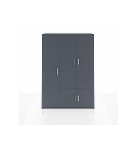 Arges Dolap 7 Raflı 5 Kapaklı Tek Askılı 132x30x195 Antrasit-Antrasit/Aytaşı