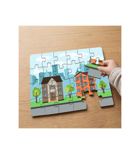Şehir - Binalar Tasarımlı 24 Parça Ahşap Çocuk Puzzle MPK0257