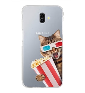 PrintiFy Samsung Galaxy J6 Plus 2018 ile Uyumlu 1mm Slim Fit Kedi 1 050b Baskılı Şeffaf  Kılıf