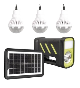 Powermaster GD-12 Akülü Solar Panelli 3 Ampullü Solar Işıldak Fener