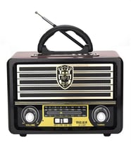 Meier M-113BT Nostaljik Radyo Bluetooth Hoparlör USB TF AUX Kumandalı Hediyelik Radyo (Koyu Kahverengi)