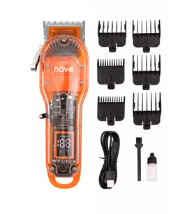 Nave Bq-01 Turuncu Kablosuz Profesyonel Tıraş Makinesi  T-bıçaklı, Lcd Ekranlı, Usb Şarjlı, 6 Tarak