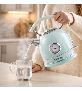 Yasomi Mavi YK-823NTSL 2200W 360° Döner Taban Kablosuz Kullanım Retro Su Isıtıcı Kettle