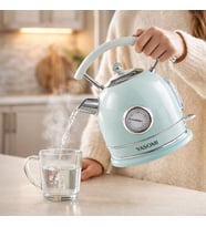 Yasomi Mavi YK-823NTSL 2200W 360° Döner Taban Kablosuz Kullanım Retro Su Isıtıcı Kettle