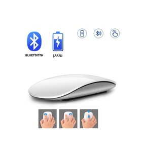 CASPER PAD H10-H10 Pro 12.6" Tablet İçin Uyumlu Bluetooth Touch Şarjlı Magic Model Mouse Sessiz Dokunmatik Fare (Beyaz)