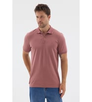 Pembe Polo Yaka Pike Kısa Kol Slim Fit %100 Pamuk Tişört 1011260171