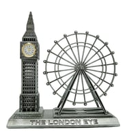 Vintage Metal İngiltere London Big Ben ve London Eye Biblo Gümüş 20cm