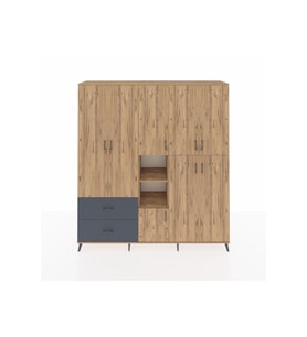 Hyperion Dolap 12 Raflı 2 Çekmeceli Tek Askılı 220x44x243 Çam-Çam/Antrasit