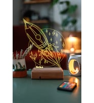 Kişiye Özel 3D Uzay ve Roket Masaüstü Led Cocuklara Hediye Lamba