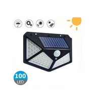 100 Ledli Solar Lamba Beyaz Led Işık Güneş Enerjili Yazlık Bahçe Duvar Kapı Aydınlatma Aplik Lambası (Siyah - Beyaz)