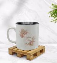 BK Gift Kişiye Özel Çiçek Tasarımlı İçi Siyah Renkli Kupa Bardak Model 16