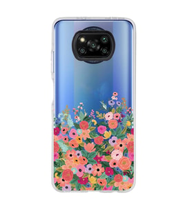 Poco X3 Pro / X3 NFC Uyumlu Renkli Çiçekler Tasarımlı Şeffaf Telefon Kılıfı