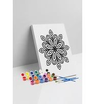 Minimal Çiçek Mandala Tuval Boyama Seti 40x50 cm