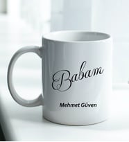 Kişiye Özel Babam Tasarımlı Beyaz Kupa