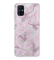 Samsung Galaxy M51 Kapak Floral Pudra Tasarımlı Şeffaf Silikon Kılıf
