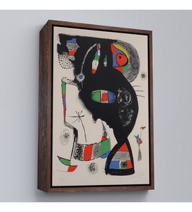 Çerçeveli Joan Miro - 42 Rue Blomet Tablo (Altın)