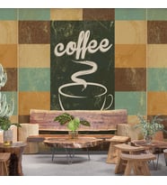 Kahve Temalı Ve Yazılı Cafe Duvar Kağıdı Baskı