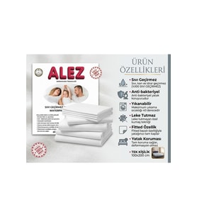 ALEZ TEK KİŞİLİK 100 x 200 cm + 30 cm Baza SIVI GEÇİRMEZ YATAK KORUYUCU