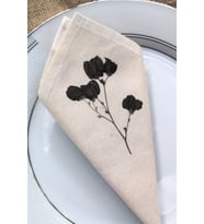 6 Adet Black Rose Doğal Keten Servis Sunum Peçetesi