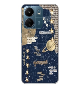 Xiaomi Redmi 13C Uyumlu Gezegen Aesthetic Tasarımlı Şeffaf Telefon Kılıfı