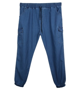 Erkek  Büyük Beden 100-156 Kilo Arası İçin Uygun Kargo Cepli Jogger Kot Pantolon (Mavi)