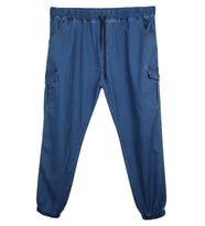 Erkek  Büyük Beden 100-156 Kilo Arası İçin Uygun Kargo Cepli Jogger Kot Pantolon (Mavi)