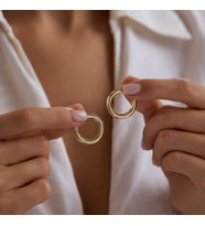 14K Altın Halka Küpe 3 mm 2.0 cm