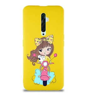 Oppo Reno 2Z Soft Premier Kapak Vespagirl Tasarımlı Silikon Kılıf - Sarı (Şeffaf)