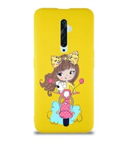 Oppo Reno 2Z Soft Premier Kapak Vespagirl Tasarımlı Silikon Kılıf - Sarı (Şeffaf)