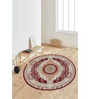 Dijital Baskılı Kaymaz Taban Yıkanabilir Yuvarlak Salon Halısı Koridor Halısı Paspas NDY-HK-28 (Bordo)