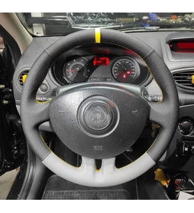 Clio 3 Araca Özel Direksiyon Kılıfı (DÜZ GRİ SARI YÜZÜKLÜ) (Karışık)