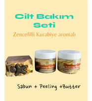 CİLT BAKIM SETİ Doğal Sabun + Peeling + Butter (Zencefilli Kurabiye aromalı) / NATURAL SKINCARE SET