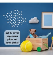 100lü Gold/Silver Ayna Pleksi Yıldız Seti Kendinden Yapışkanlı Süs Çocuk Odası Duvar Dekorasyonu (Gümüş)