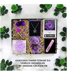 Kişiselleştirilebilir Çelik Mor Lotus Kolye Set SABUN Mum Hediye Seti
