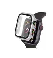 Uray store Apple Watch 41mm Camlı Kasa Ekran Koruyucu - Gümüş
