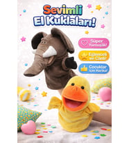 2’li Fil ve Ördek Peluş El Kuklası Seti Ağzı Hareket Eden Eğitici Kuklalar