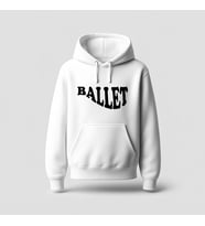 Ballet Tasarım Baskılı Hoodie Sweatshirt (Beyaz)
