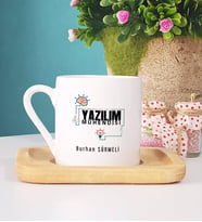 Yazılım Mühendisi Türk Kahvesi Fincanı Ahşap Altlıklı