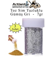 Gümüş Gri Toz Sim Tuzluklu 7 gr 3 Adet Renkli Toz Sim Epoksi Reçine Okul Etkinlik Dekarasyon Slime