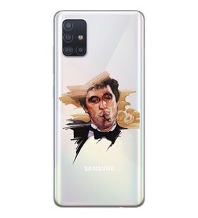 Samsung Galaxy A71 Uyumlu Tony Montana Scarface Desenli Şeffaf Telefon Kılıfı